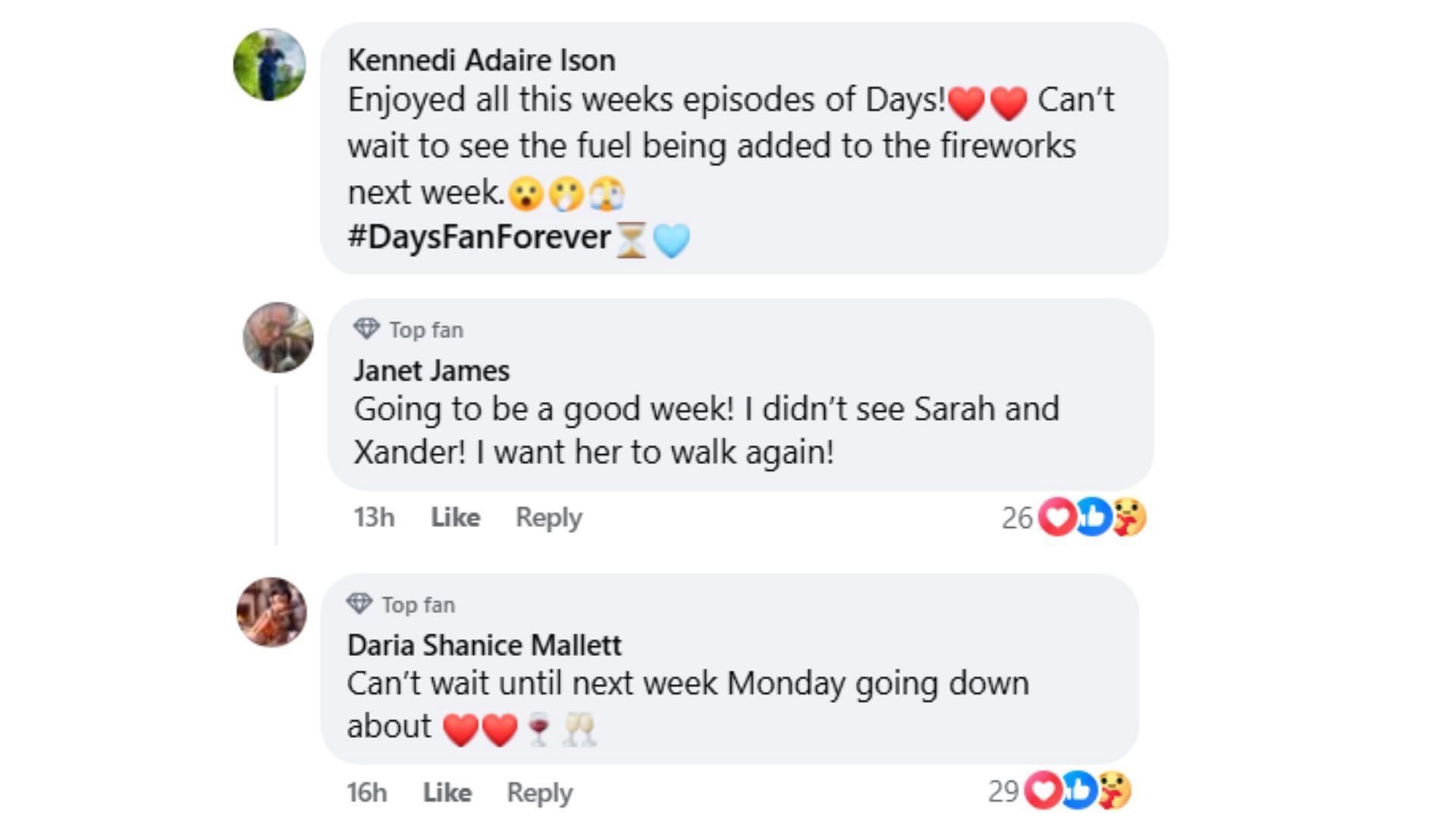 Fan reactions (Image via Facebook/@DaysofOurLives)