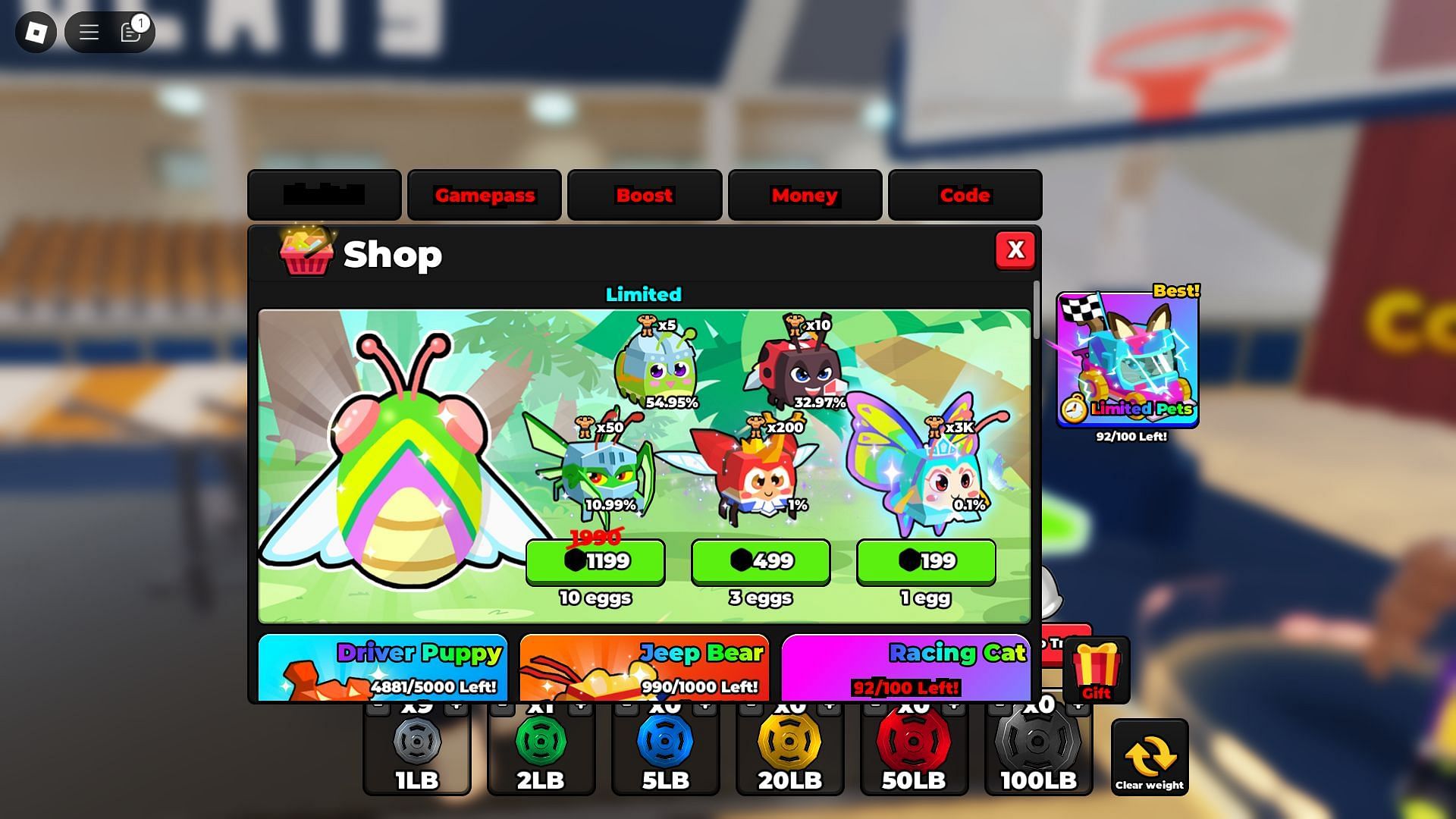 In-game shop (Image via Roblox)