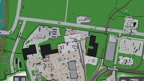 Location of the portable bunkhouse (Image via Battlestate Games || Map Genie)