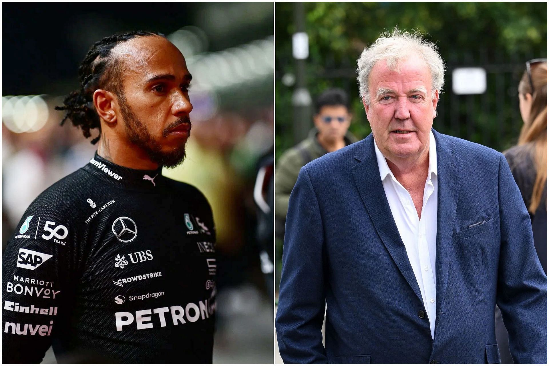 Lewis Hamilton (L) and Jeremy Clarkson (R) (Image via Getty)