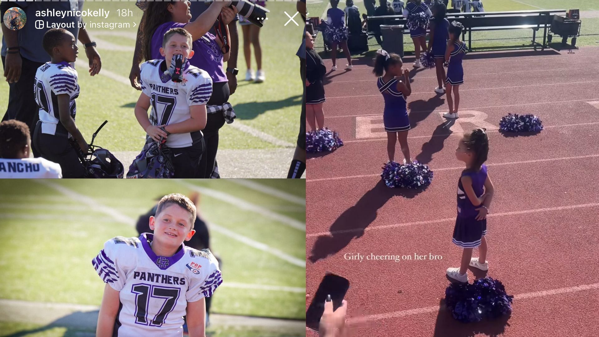 Ashley Kelly cheering on her son Knox at his football game - Source: IG/ashleynicokelly