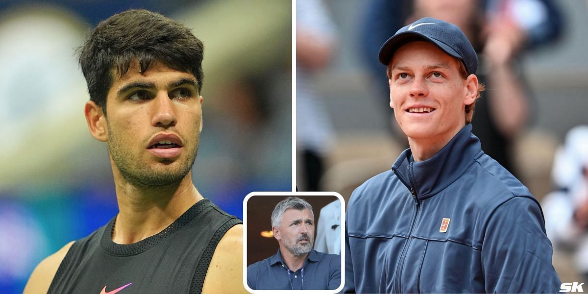 Carlos Alcaraz (L), Jannik Sinner (R) &amp; Goran Ivanisevic (inset) [Image Source: Getty Images]