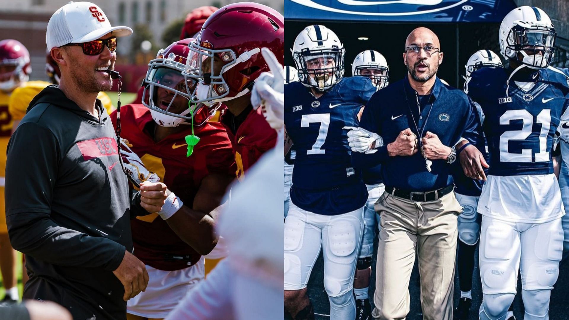 Coaches Lincoln Riley &amp; James Franklin (USC &amp; Penn State IG handles)