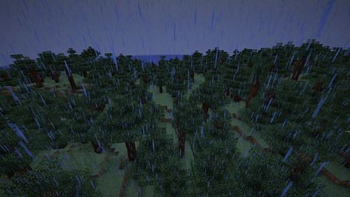 The light level is slightly higher than during thunderstorms (Image via Mojang Studios)