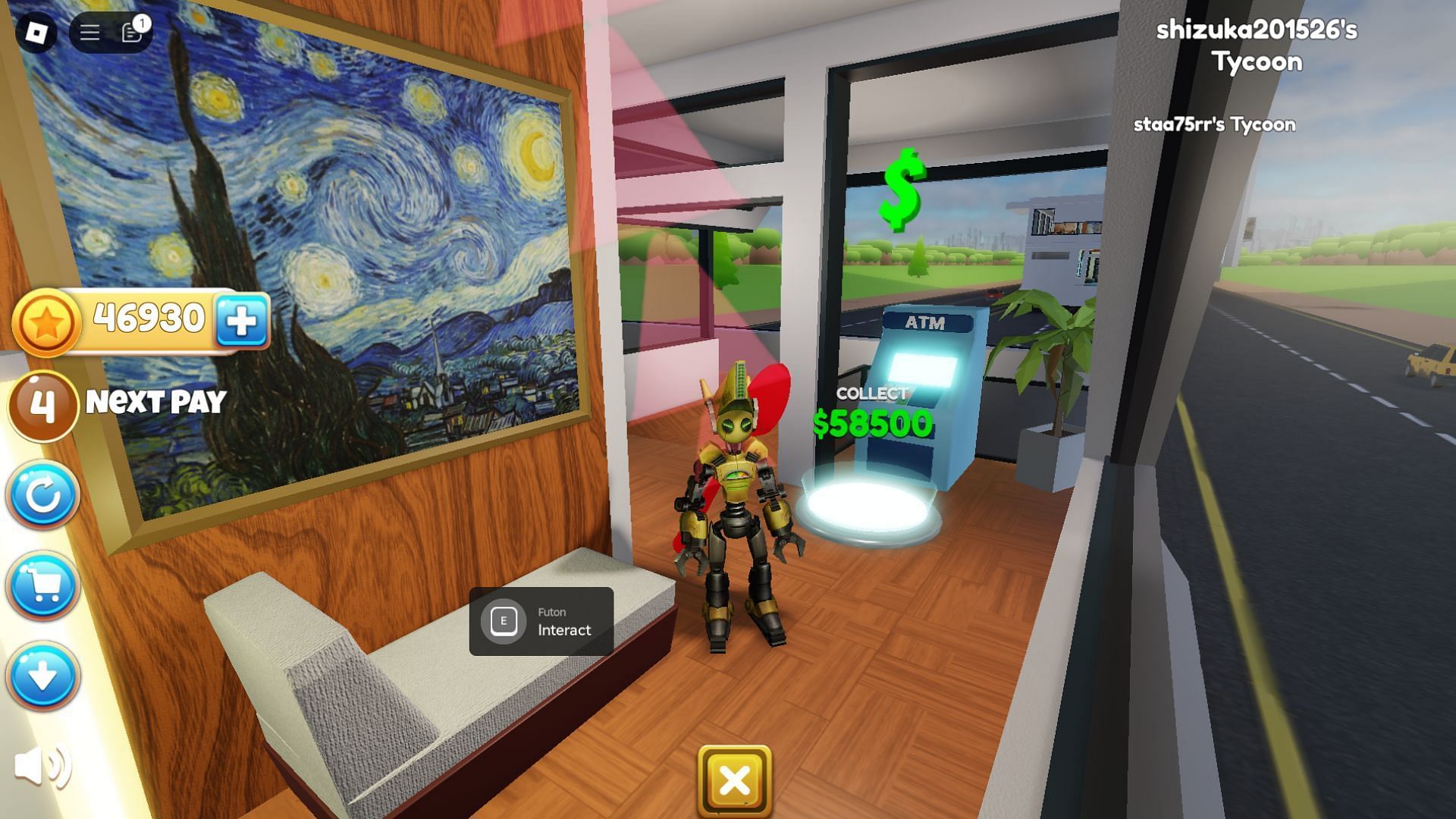 Collect generated money from the Collector machine (Image via Roblox)