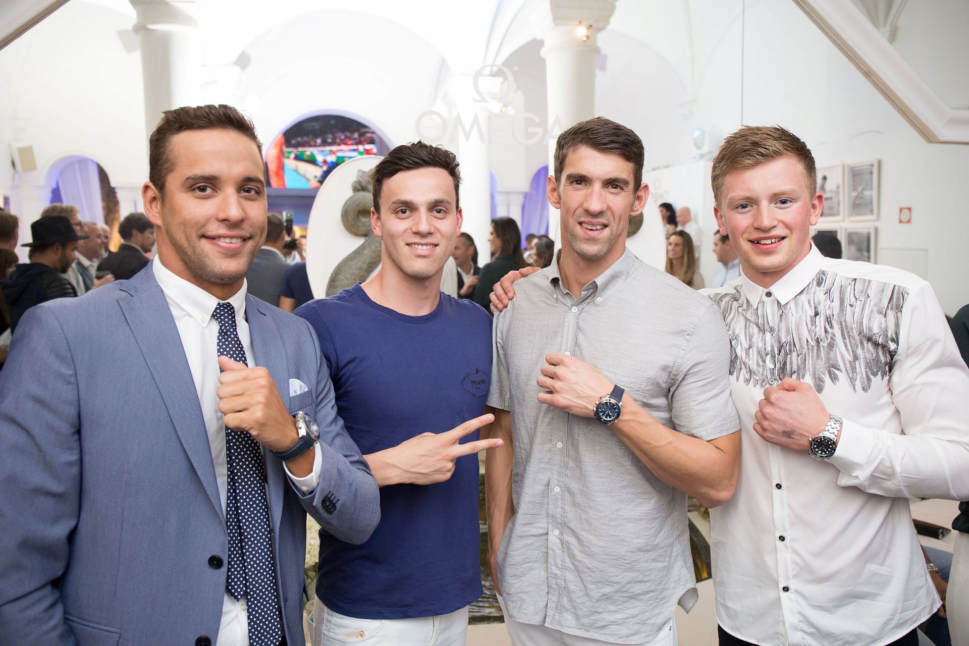 Michael Phelps and Adam Peaty at the OMEGA House Rio 2016 ( Source: Getty)