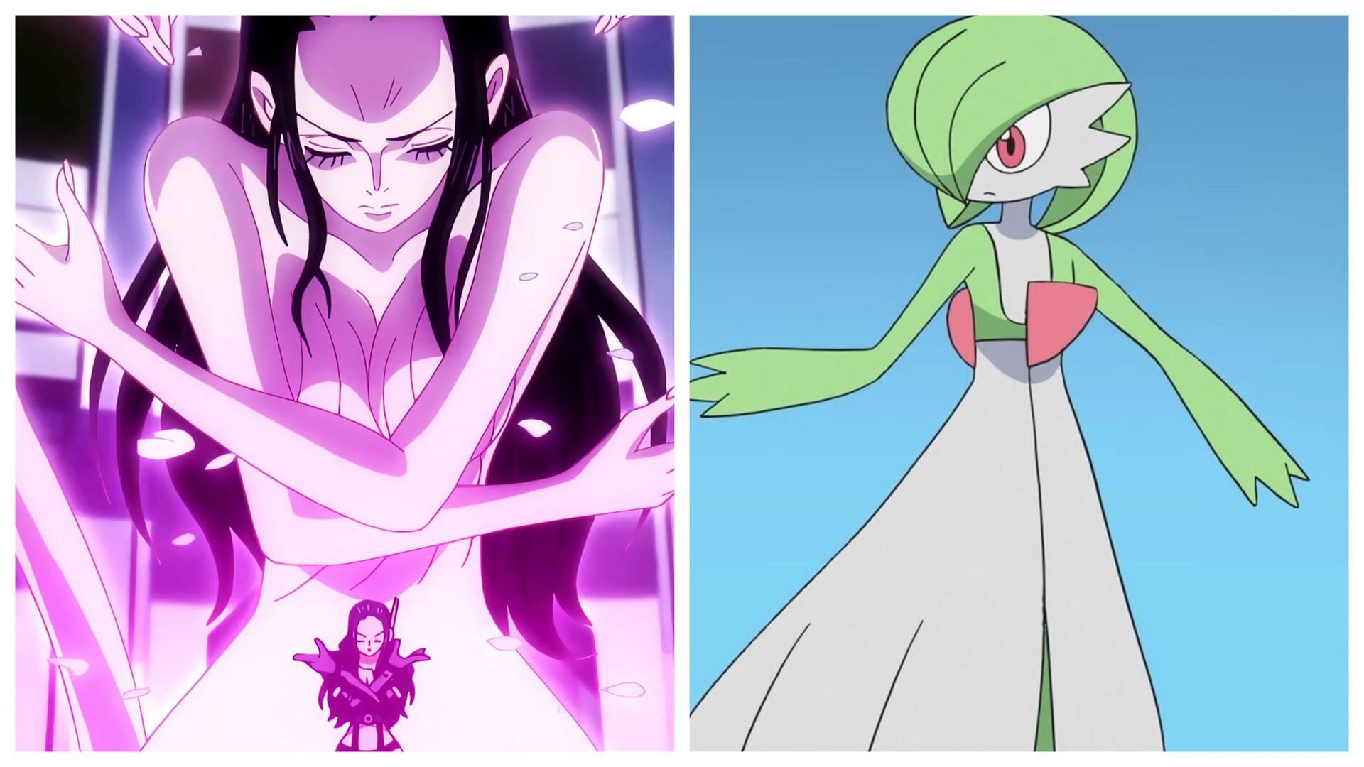 Robin in One Piece and Gardevoir in Pok&eacute;mon (Image via Toei Animation/The Pok&eacute;mon Company)