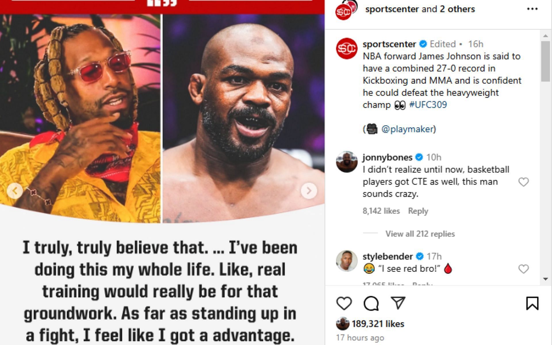 Jon Jones reacts to James Johnson&#039;s statement