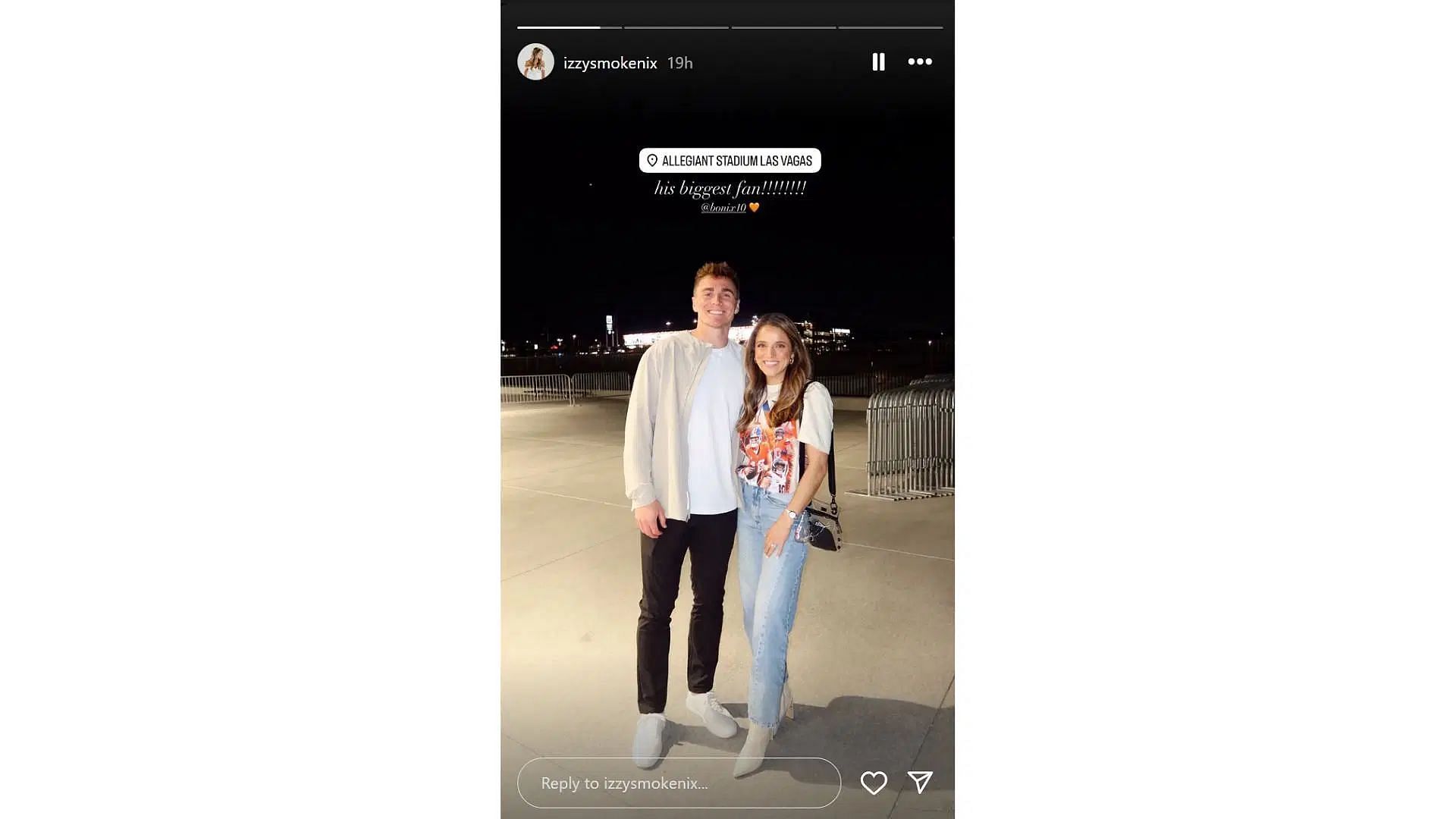 Bo Nix's wife Izzy declares herself QB's 'biggest fan' after Raiders game [Image credit: @izzysmokenix IG]