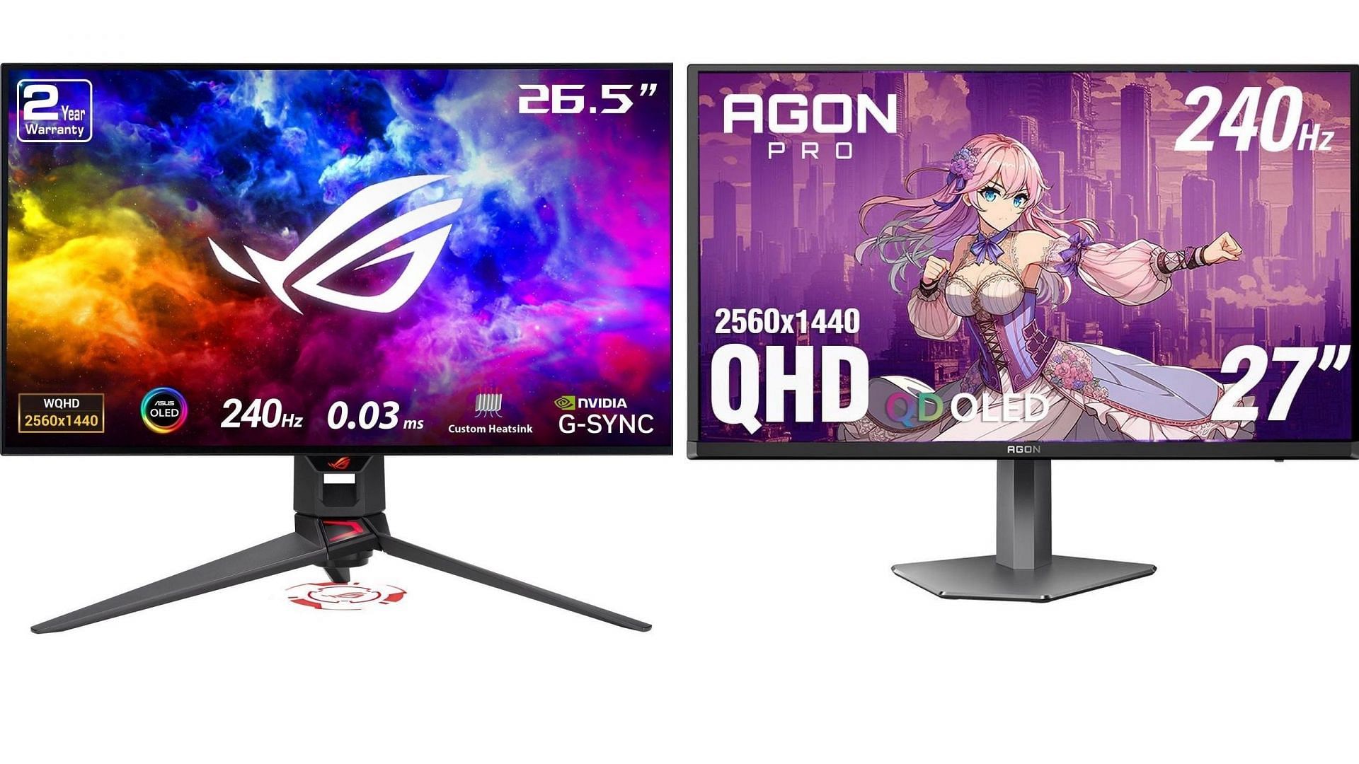 Picture of ASUS ROG Swift PG27AQDM and AOC AGON PRO AG276QZD2