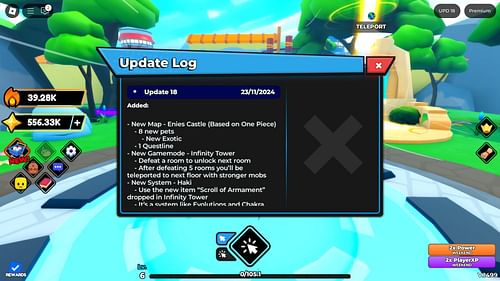 You can find the changelog in the game too. (Image via Roblox)