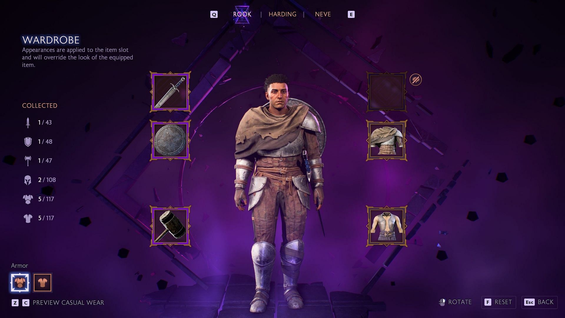 Players can equip different gear appearances here (Image via EA)