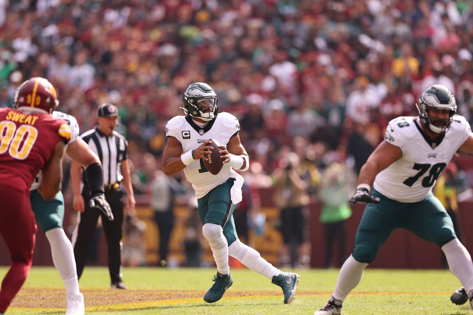 Jalen Hurts during Washington Commanders vs Philadelphia Eagles - Source: Getty