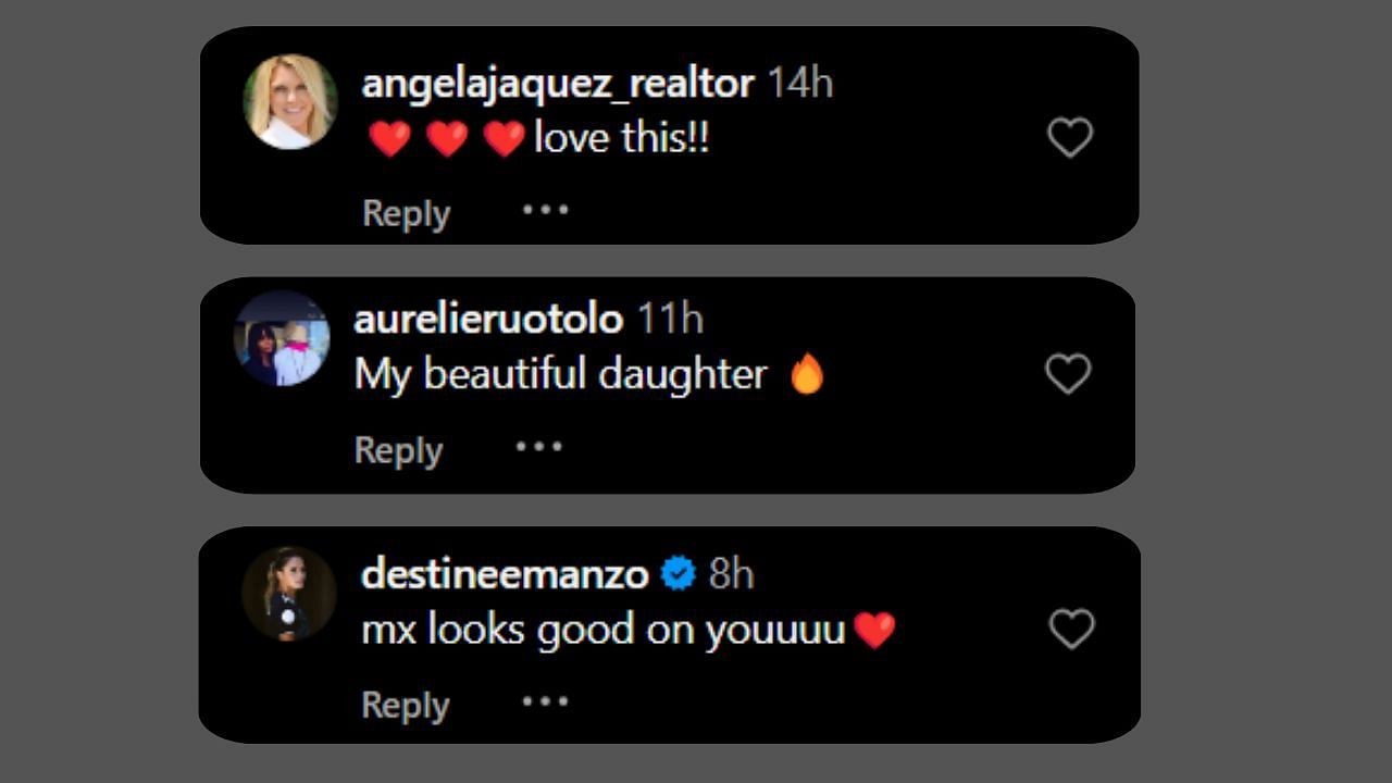 Ruotolo's mother's comment on her daughter's post. (Credits: @dominiqueruotolo/Instagram)