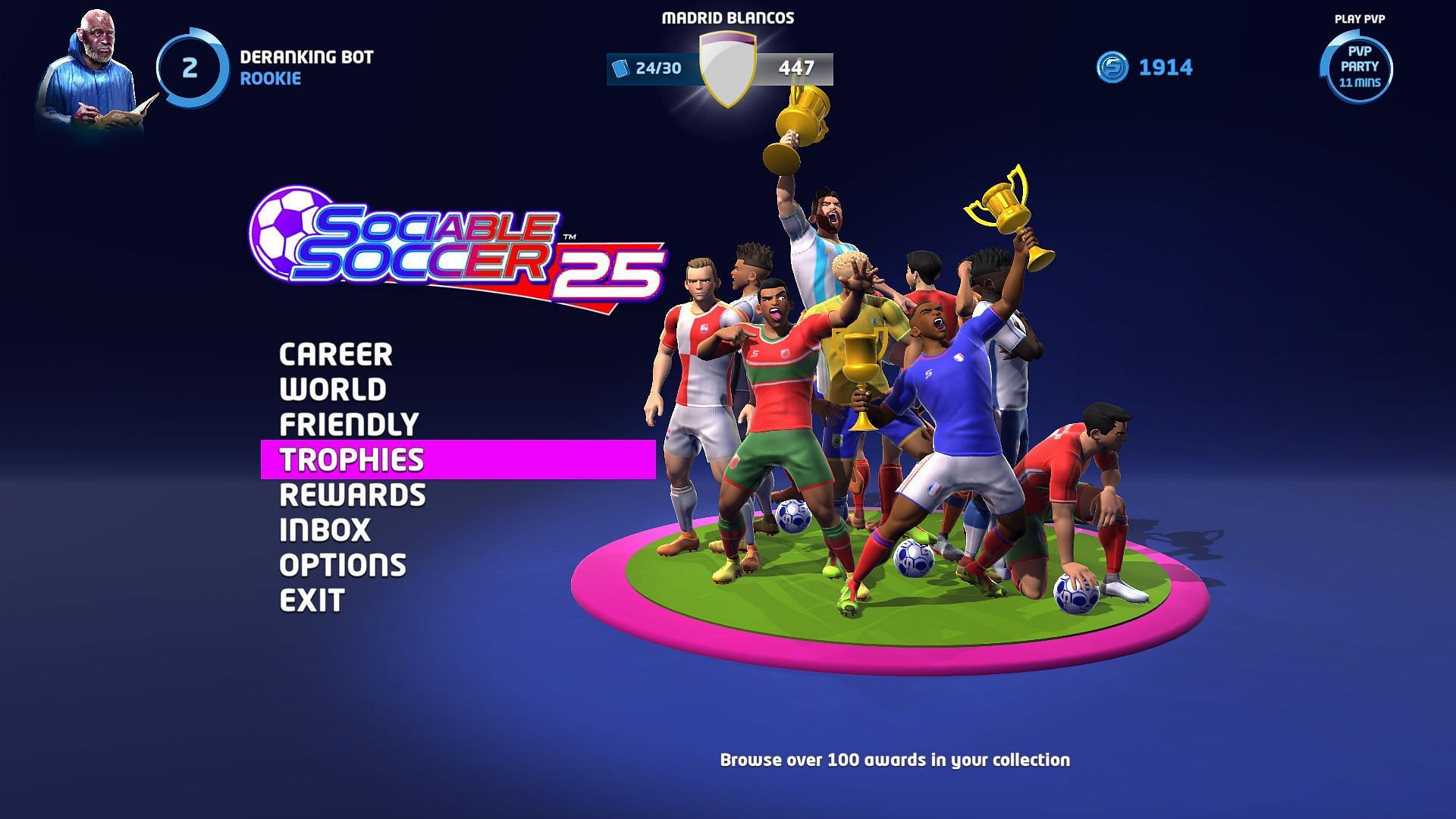 Sociable Soccer&#039;s UI is pretty simple (Image via Tower Studios)