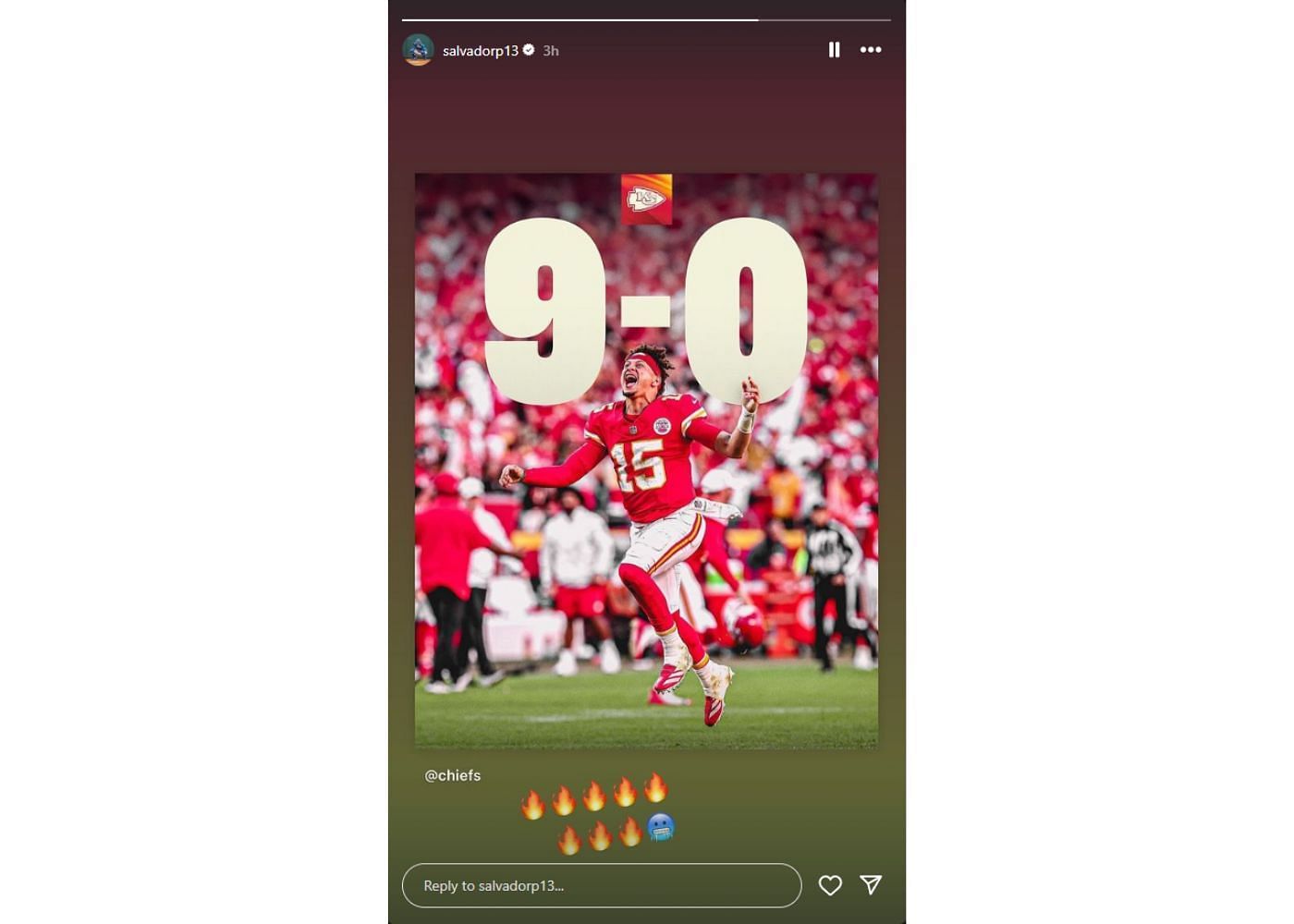 Sal Perez celebrates the Chiefs&#039; victory (credit: salvadorp13/Instagram)