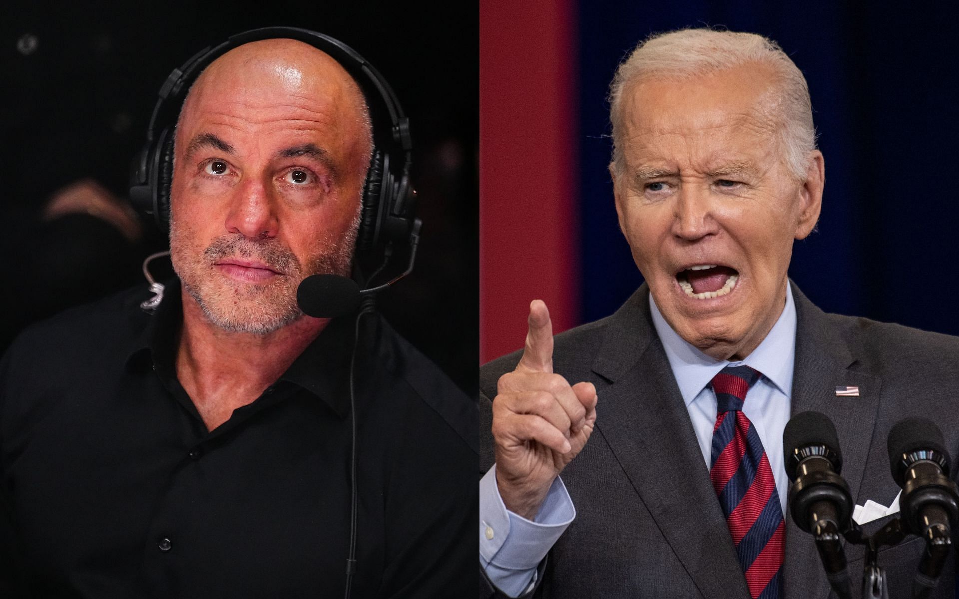 Many netizens are lobbying for Joe Rogan (left) to host Joe Biden (right) on the JRE podcast [Images courtesy: Getty Images]