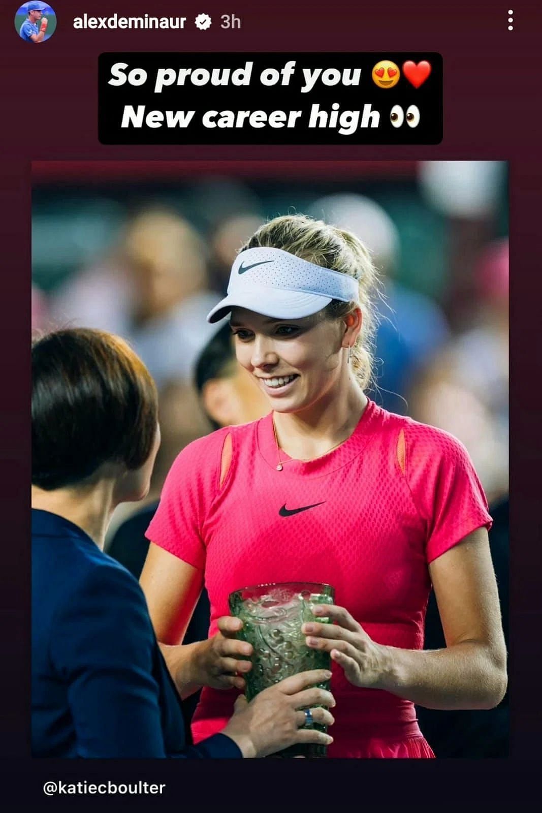 De Minaur lauds Katie Boulter&#039;s performances this year - Image Soucre - Alex De Minaur Instagram