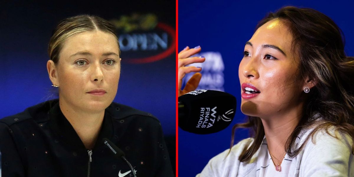 Maria Sharapova (L), Zheng Qinwen (R) (Images via Getty)