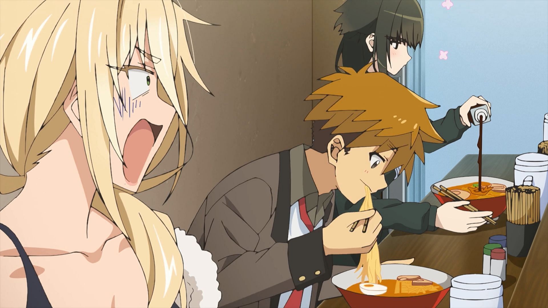 Hitoyoshi, Yuki, and Grace enjoying ramen (Image via Felix Film)