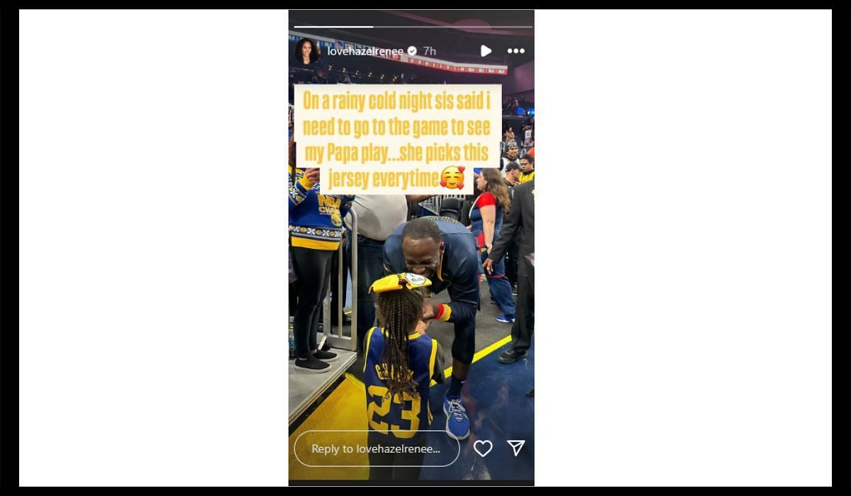 Draymond Green and daughter Cash at a Warriors game