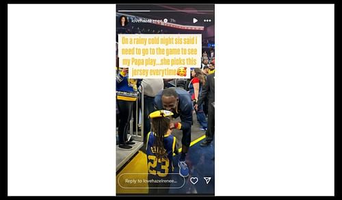 Draymond Green and daughter Cash at a Warriors game