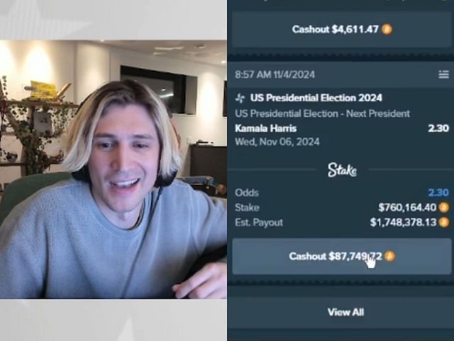 xQc loses over $700K after voting for Kamala Harris (Image via Kick/xQc)