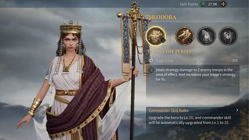 Theodora's stats in Age of Empires Mobile (Image via Level Infinite)