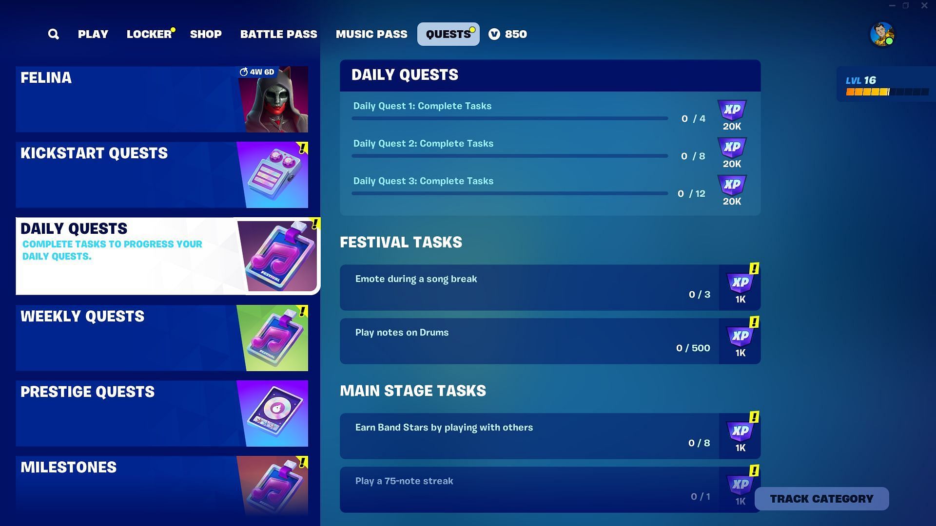 Keep an eye out for Daily tasks in Festival (Image via Epic Games)