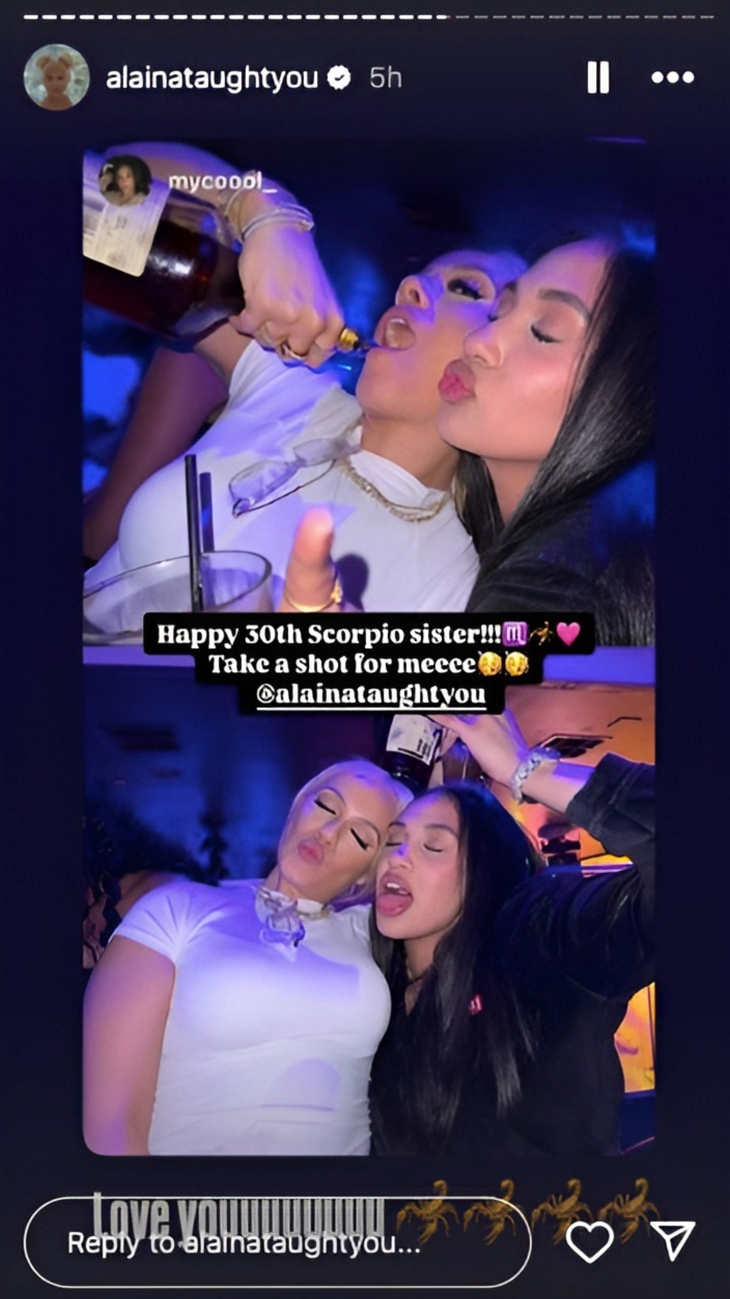 Mychal Thompson's birthday wish for Alaina Rose [Credit: IG/@alainataughtyou]