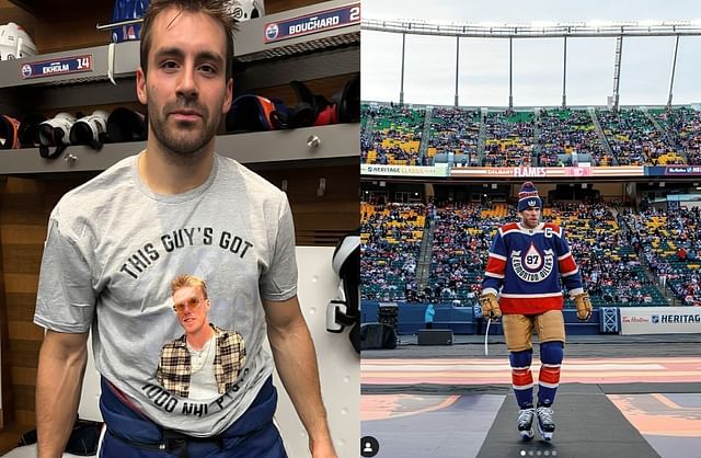 Leon Draisaitl shares behind-the-scenes story of Connor McDavid&rsquo;s 1,000th point celebration with custom t-shirts (via Twitter/@ Edmonton Oilers and Instagram/@ mcdavid97)