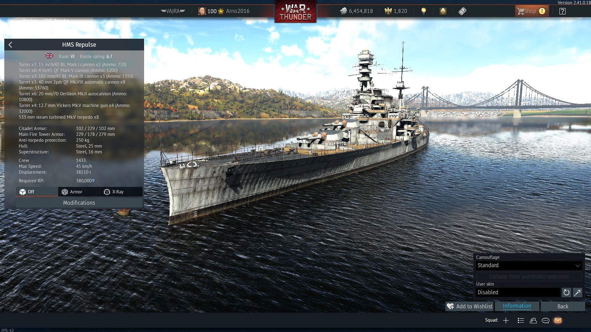 The HMS Repulse has been added to the game in this update (Image via Gaijin Entertainment)