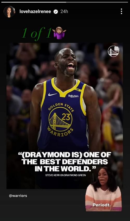 Hazel Renee reposts Steve Kerr's quote about Draymond Green (Photo credits: Hazel Renee's IG)