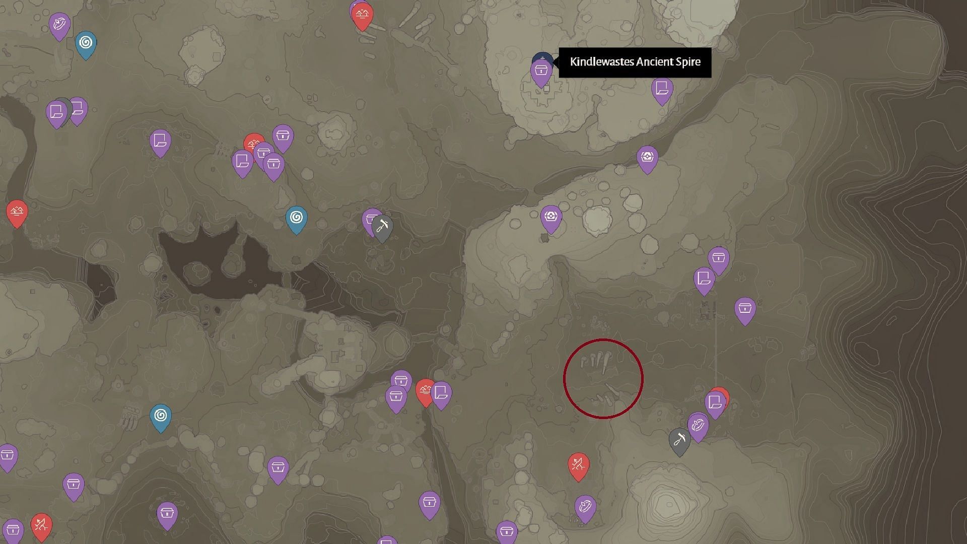 The fourth location of Fossilized Bone in Enshrouded (Image via Keen Games/mapgenie)