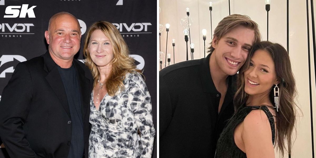 Andre Agassi and Steffi Graf (L), Jaden Agassi and girlfriend Catherine Holt (R) (Image source: Getty; @jadenagassi on Instagram)