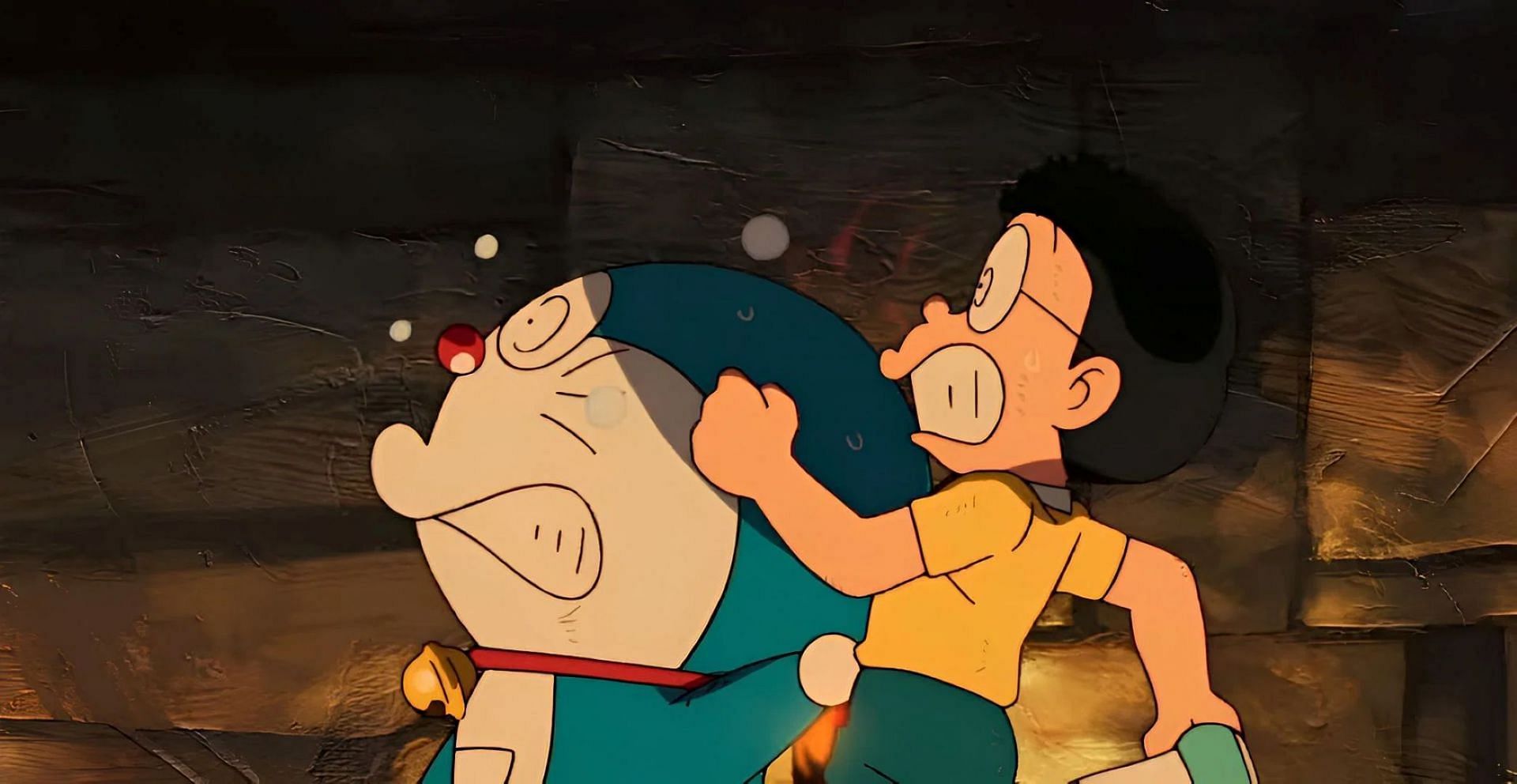 The main duo, as seen in the trailer of The Tale of Nobita&#039;s Picture World movie (Image via Shin-Ei Animation)