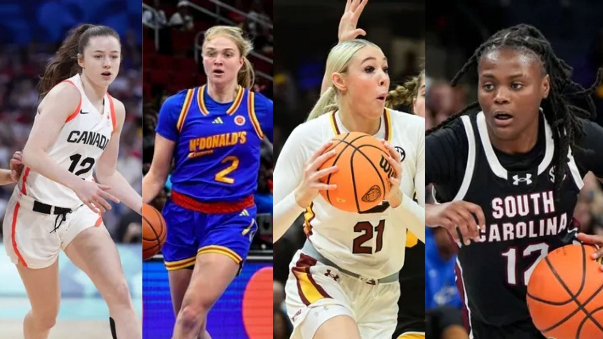 From left to right: Michigan rookies Syla Swords and Olivia Olson and South Carolina players Chloe Kitts and MiLaysia Fulwiley (Image Source; IMAGN)