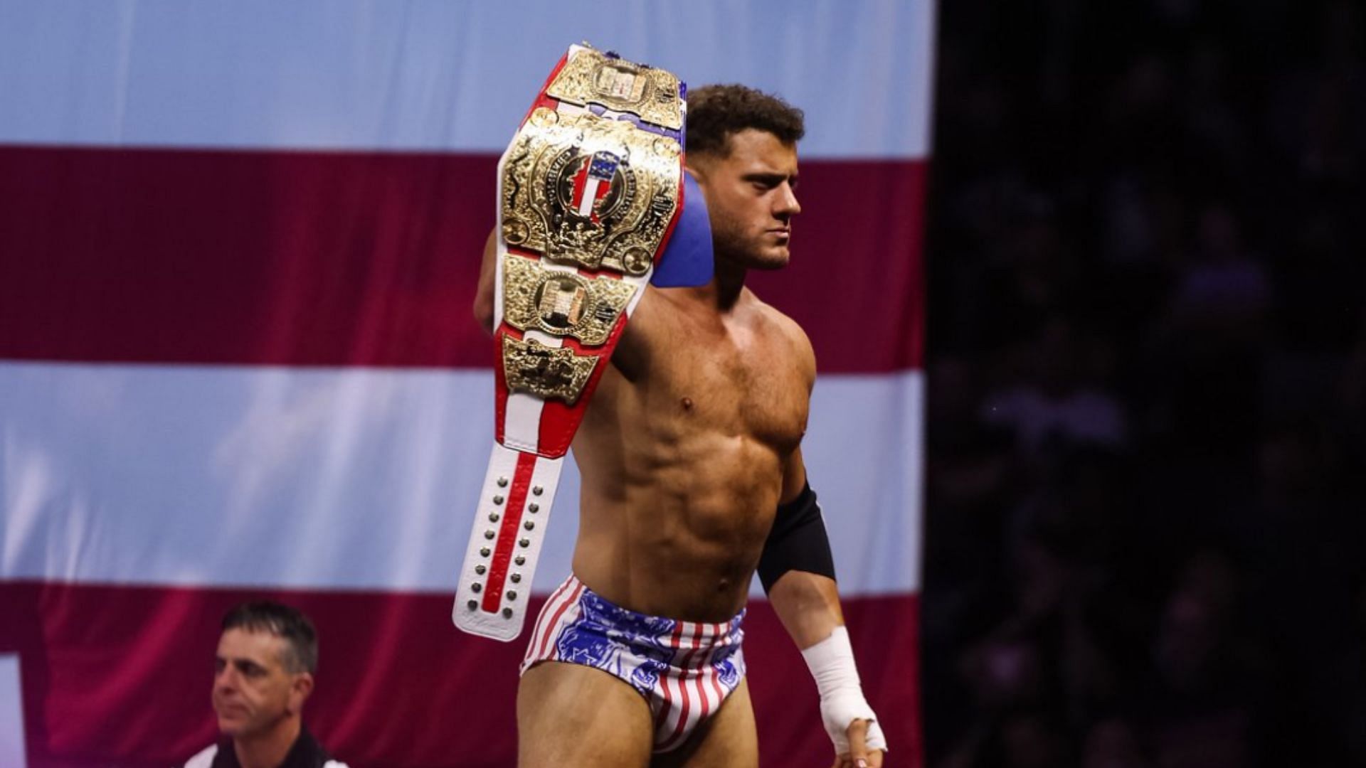 MJF with the AEW American (now International) Title [Source: MJF&#039;s X profile]