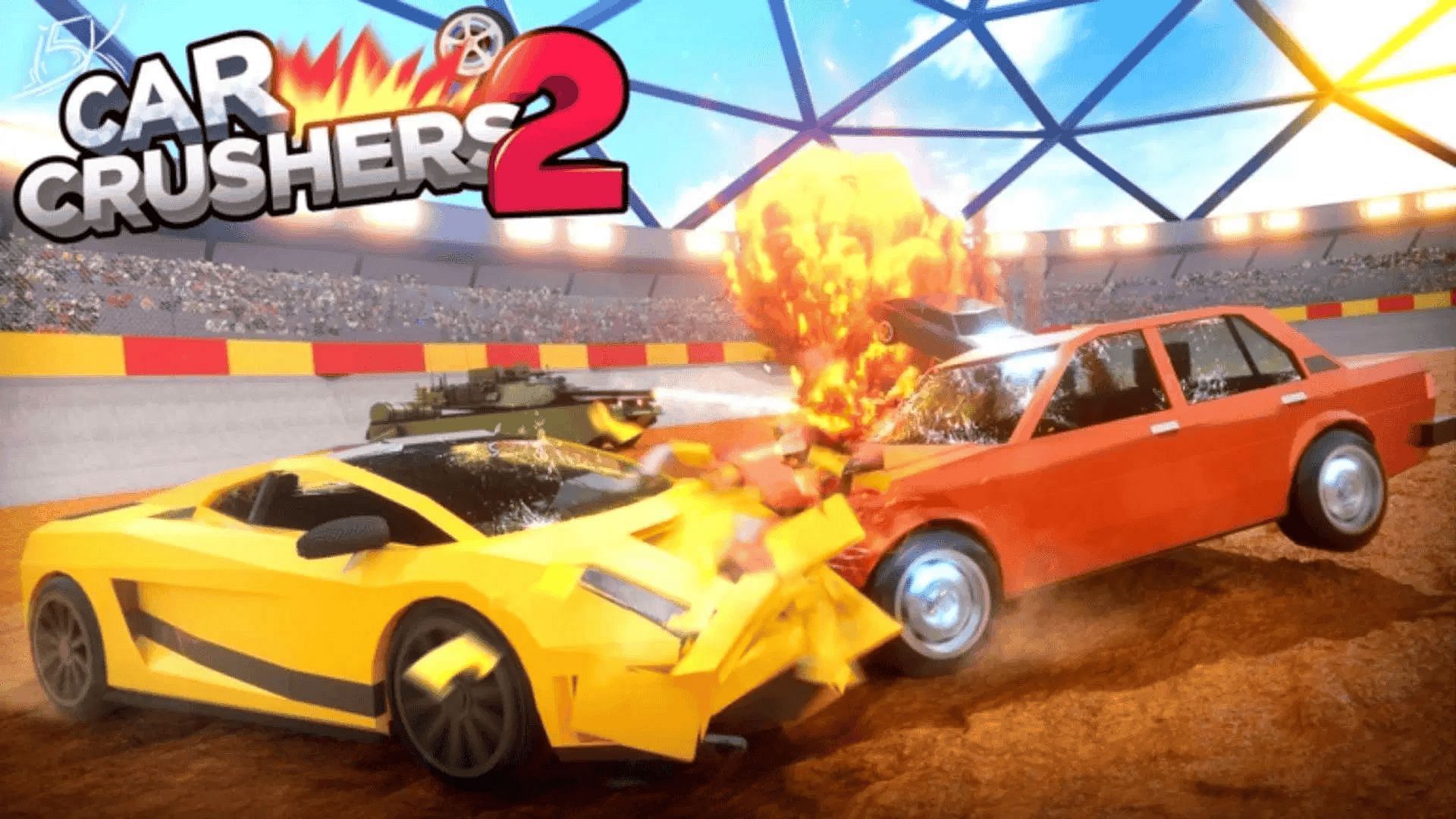 Official cover art for Car Crushers 2 (Image via Roblox)