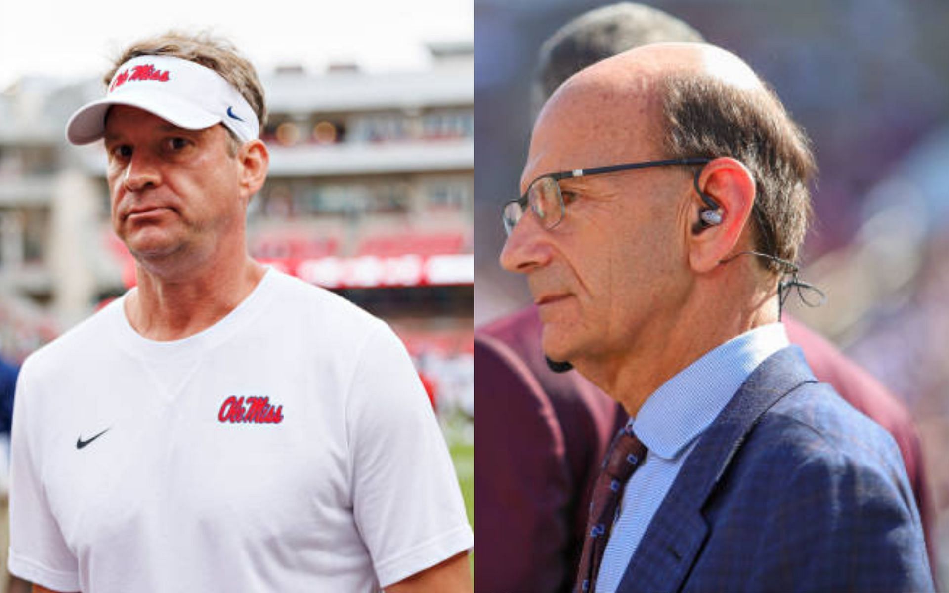 Lane Kiffin (left); Paul Finebaum (right)