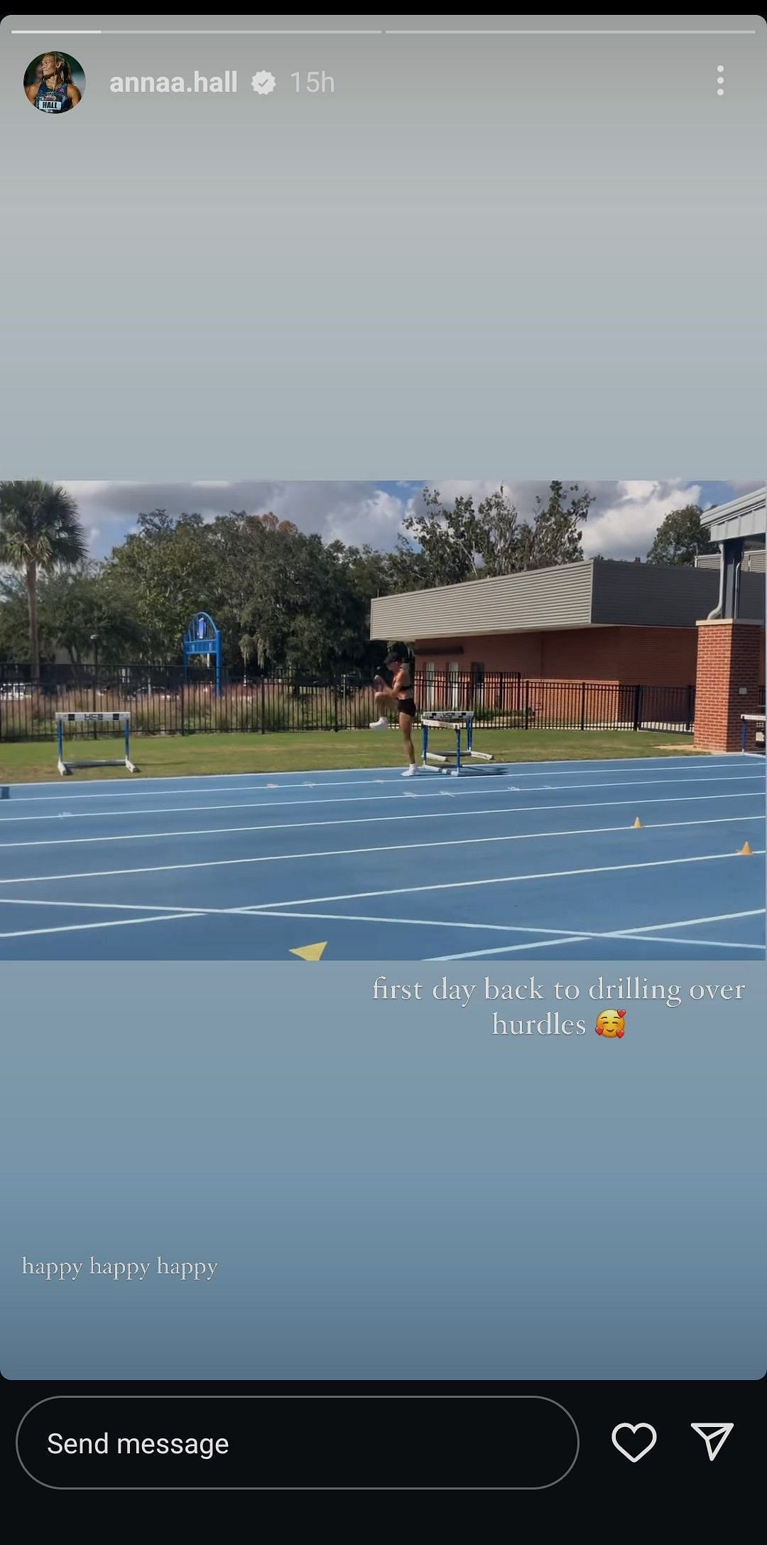 Hall&#039;s hurdles training session ahead of the 2025 season (Image via: Anna Hall&#039;s Instagram handle)