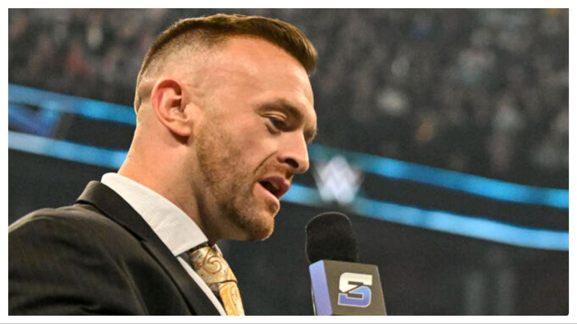 SmackDown GM Nick Aldis during a segment (Photo credit: WWE.com)