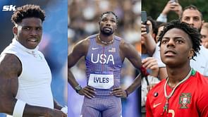 Noah Lyles claps back at Tyreek Hill after the Dolphins wide receiver pokes fun at the Olympian for defeating IShowSpeed in a close race