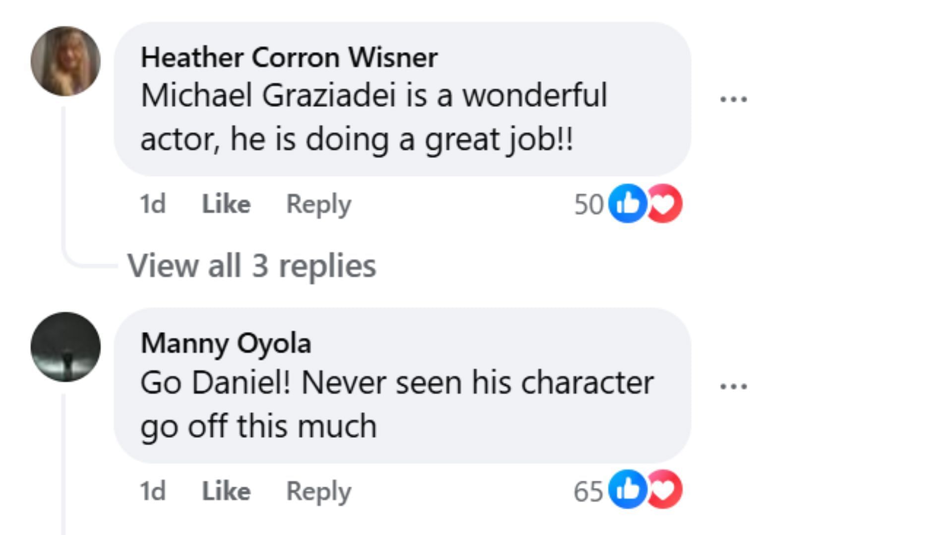 Fans appreciate Graziadei (Image via Facebook/The Young and the Restless)