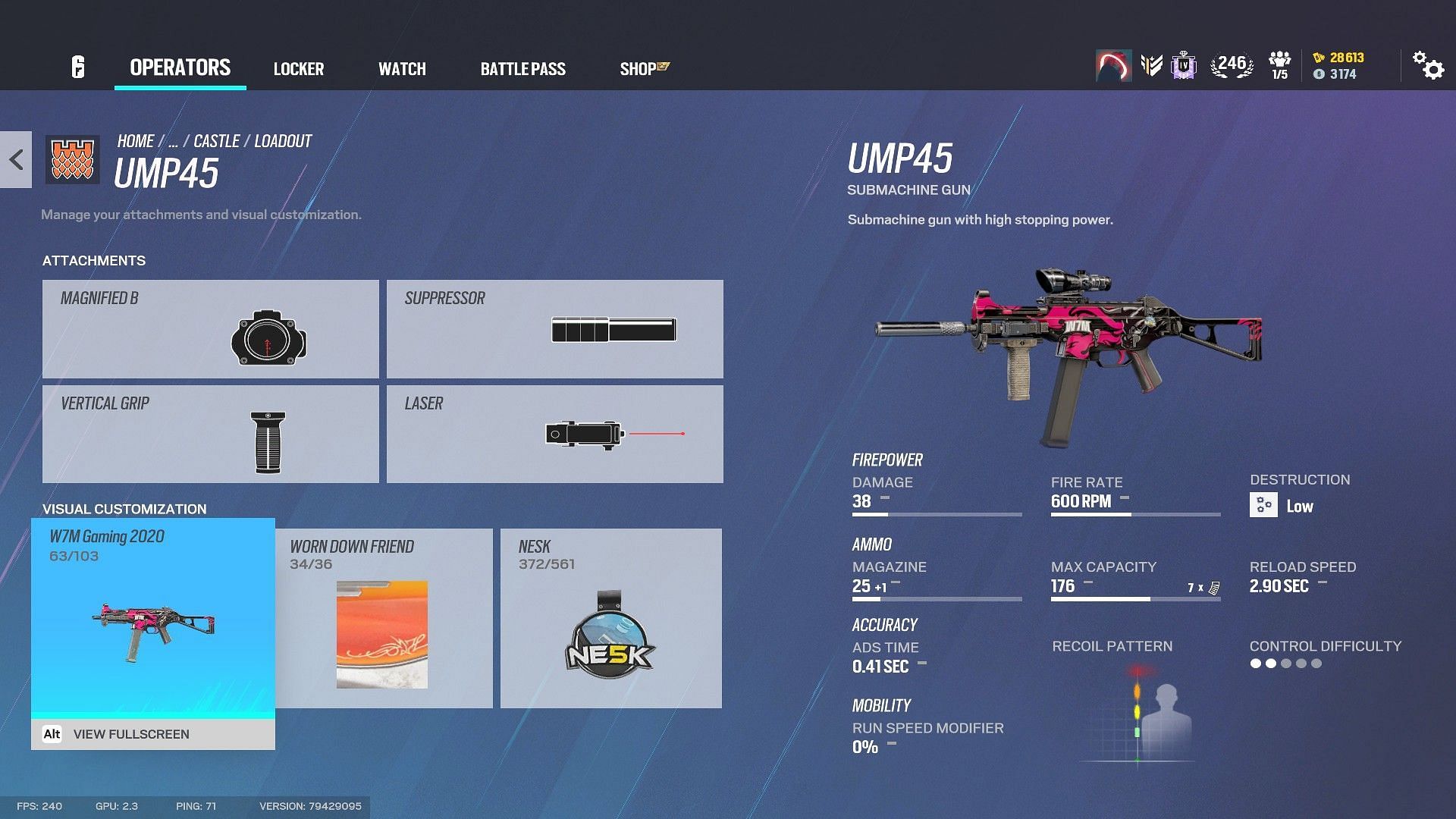 The primary weapon in a Castle loadout in Rainbow Six Siege (Image via Ubisoft)