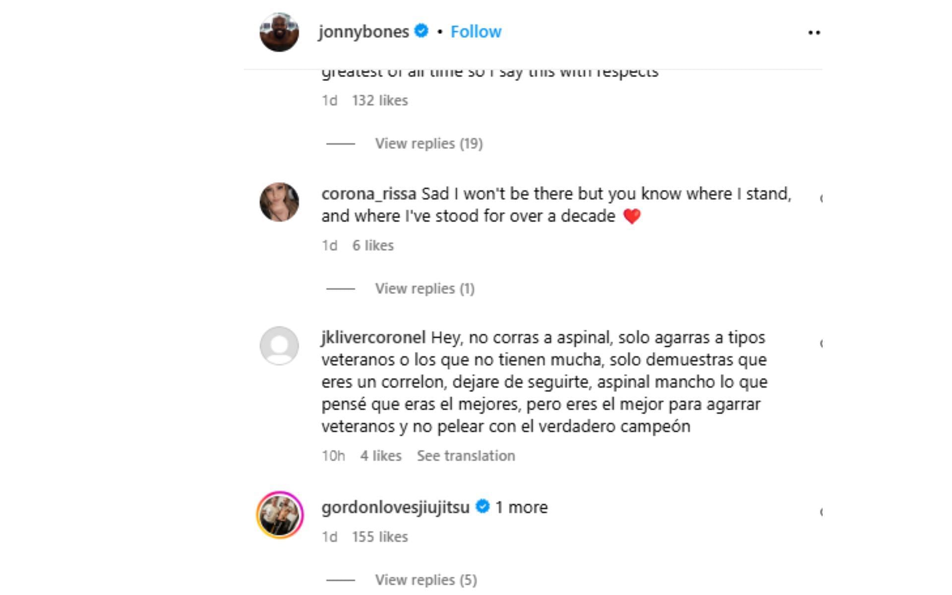 Screenshot of Gordon Ryan&#039;s comment on Jones&#039; post