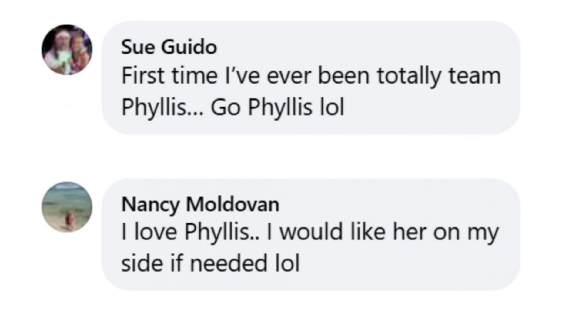 Netizens expressing their support for Phyllis. (via The Young and the Restless / Facebook)