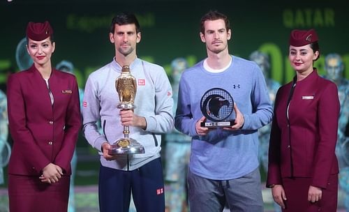 Novak Djokovic and Andy Murray at the Qatar ExxonMobil Open 2017 Tennis Tournament - Source: Getty