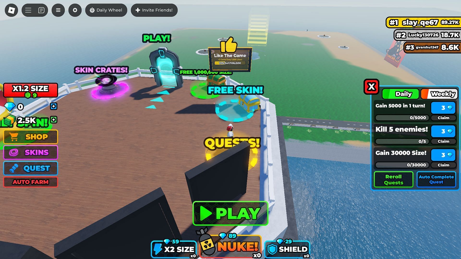 The Quests panel (Image via Roblox)