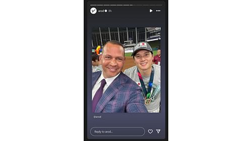 Alex Rodriguez's Instagram story featuring Shohei Ohtani from the World Baseball Classic (Source: Instagram @arod)